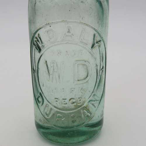 Antique W. Daly, Durban glass soda bottle with marble