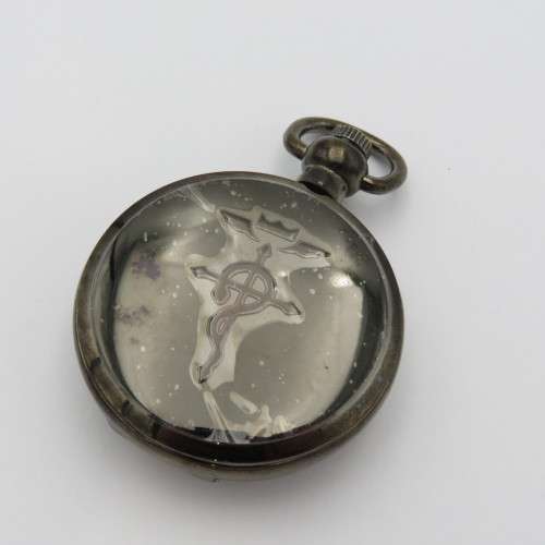 Full hunter quartz pocketwatch with Fullmetal Alchemist Manga Series motif - Needs battery
