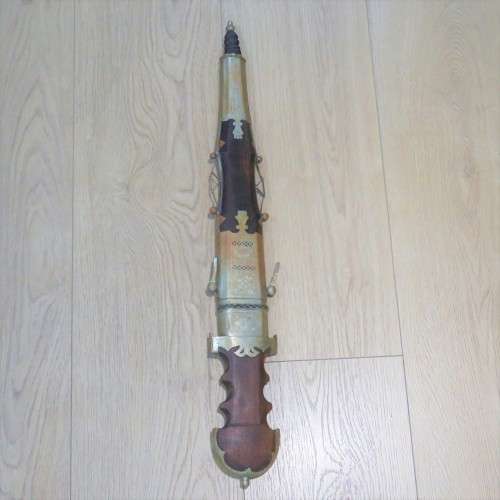 North African tribal sword dagger with wood and brass - Dagger length 61 cm - Blade length 35,5 cm