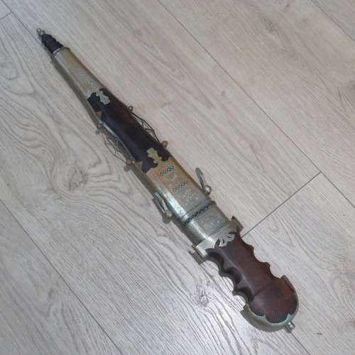 North African tribal sword dagger with wood and brass - Dagger length 61 cm - Blade length 35,5 cm