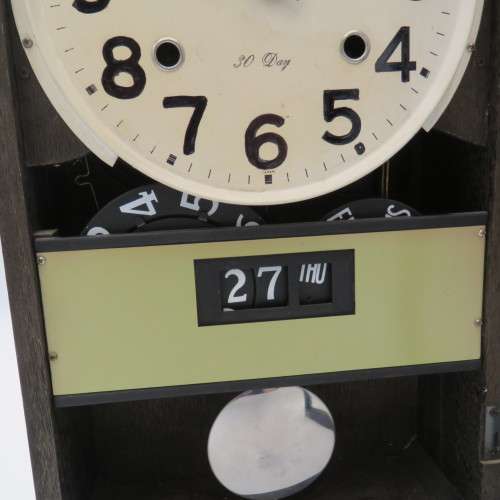 Vintage Rhythm 30 day wall clock - Working - Face 19,5 x 19,5 cm - 42 cm High - Base 11 x 23,5 cm