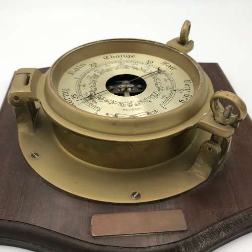 Vintage Brass Ships porthole style barometer - no glass - not working