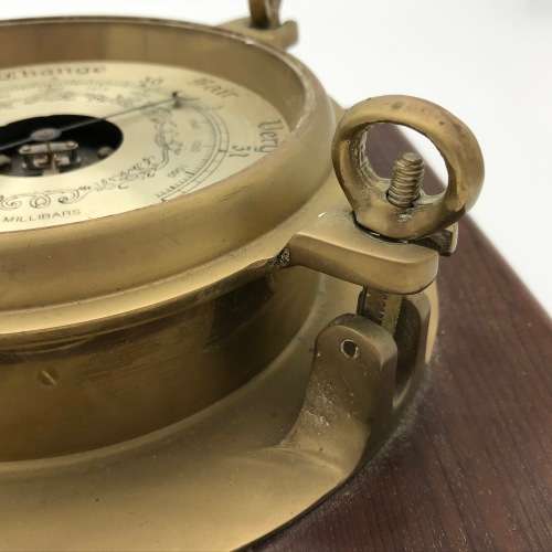 Vintage Brass Ships porthole style barometer - no glass - not working