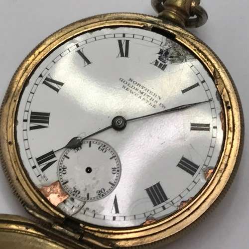 Antique Northern Goldsmiths Co. Newcastle full hunter pocket watch for spares - well used