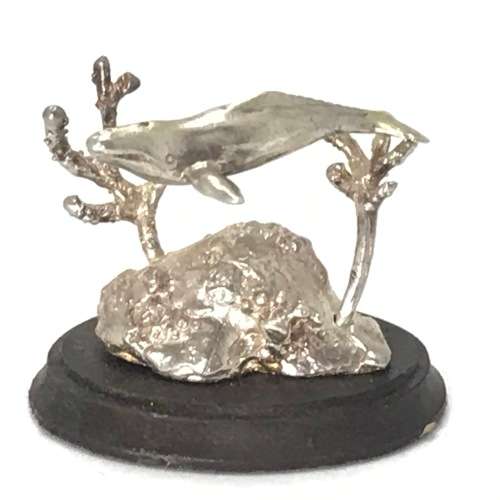Sterling Silver Humpback Whale sculpture by Stuart Benader