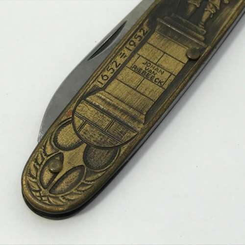 1652-1952 Jan van Riebeeck South Africa Inox pocket knife with brass sides