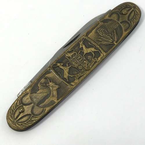 1652-1952 Jan van Riebeeck South Africa Inox pocket knife with brass sides