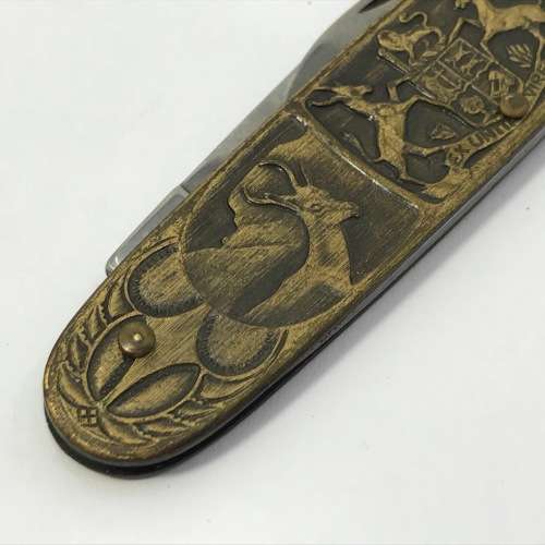 1652-1952 Jan van Riebeeck South Africa Inox pocket knife with brass sides