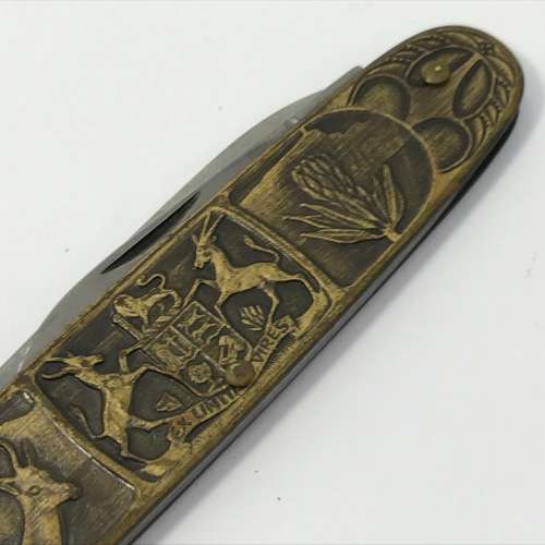 1652-1952 Jan van Riebeeck South Africa Inox pocket knife with brass sides
