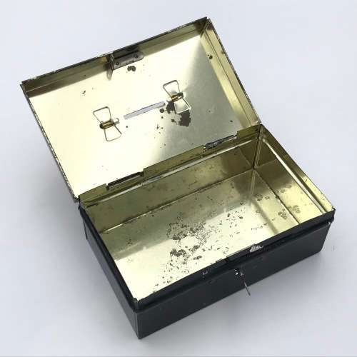 Vintage savings money box with key