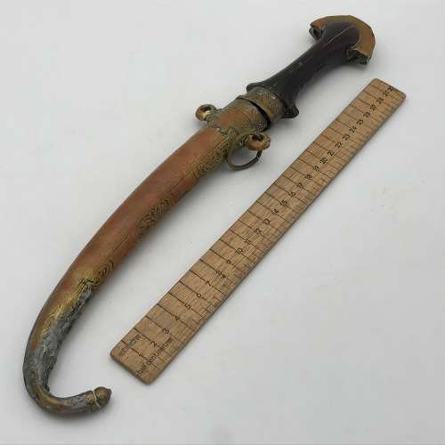 Antique Moroccan Jambya / Koummya dagger with brass sheath