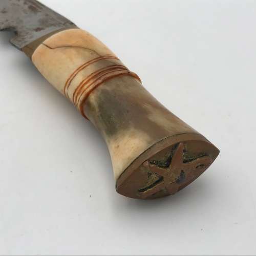 Traditional Nepalese Kukri dagger with 2 smaller knives and sheath decorated