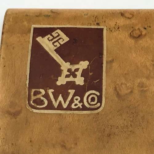 Antique wooden cigarette box with inner inscription