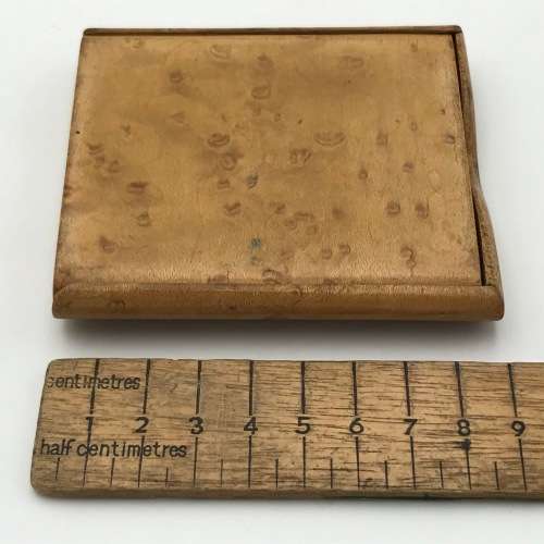 Antique wooden cigarette box with inner inscription