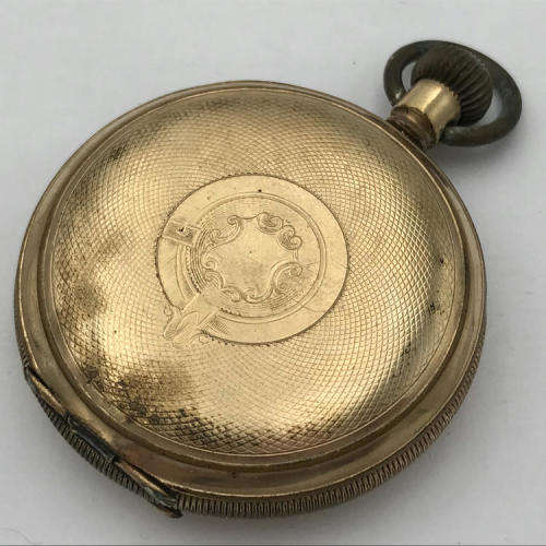 Antique Waltham gold plated full hunter pocket watch - well used - not working - no glass - 6 x 5cm