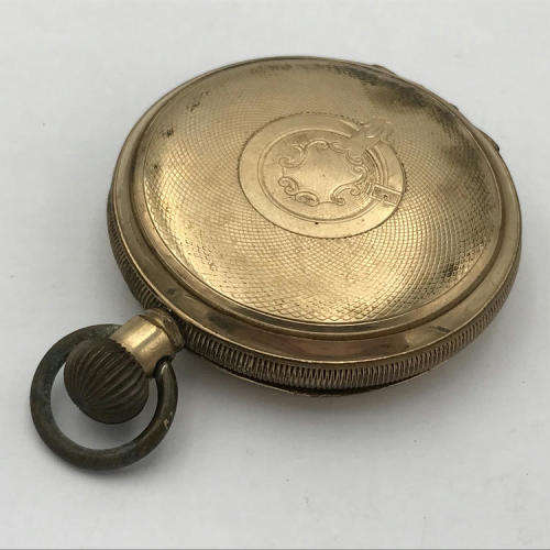 Antique Waltham gold plated full hunter pocket watch - well used - not working - no glass - 6 x 5cm