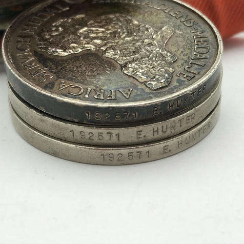 Set of 6 WW2 medals issued to 192571 E. Hunter