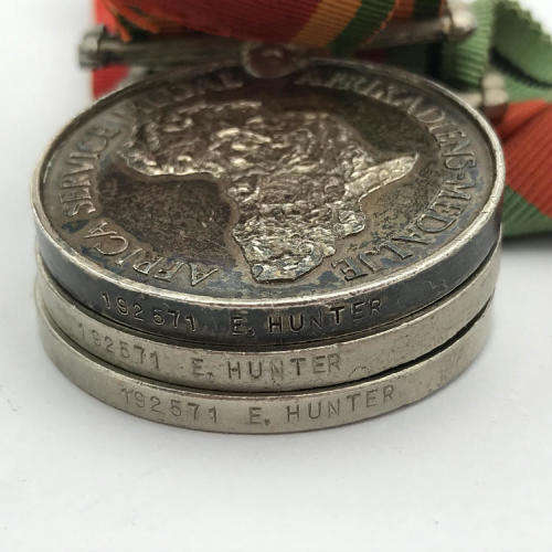 Set of 6 WW2 medals issued to 192571 E. Hunter