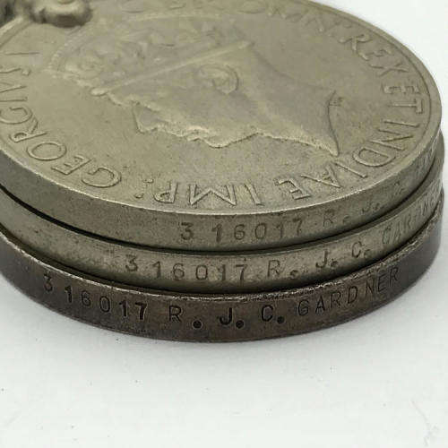 Set of 6 WW2 medals issued to 316017 R.J.C. Gardner