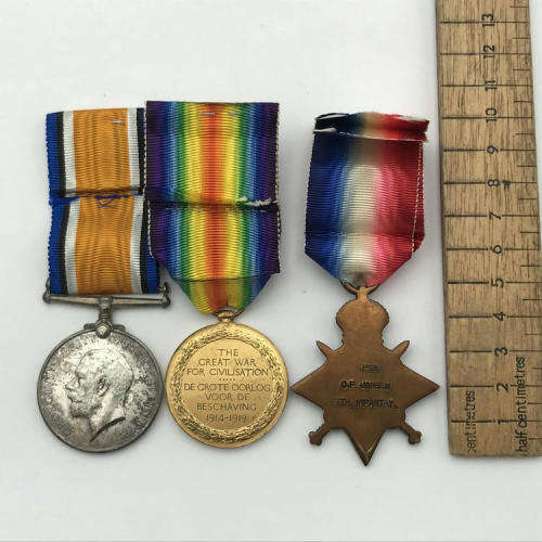 WW1 Trio medal group issued tp Private C.F. Jensen, SA Medical corps, 7th infantry