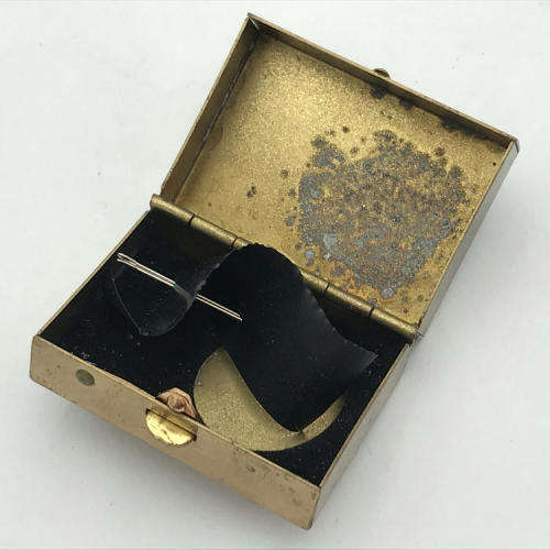 Vintage brass needle sewing kit - empty