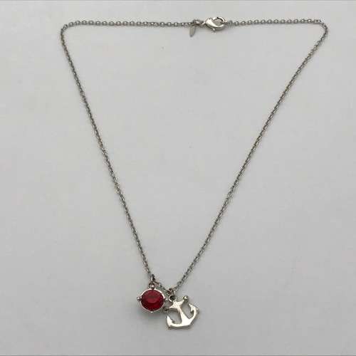 Silver coloured costume jewellery necklace with pendants - 41cm