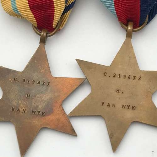 Set of 4 WW2 medals issued to C. 319477 H. van Wyk
