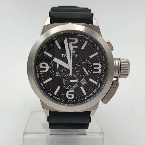 TW Steel Quartz Chronograph mens watch - working - fine scratch on glass