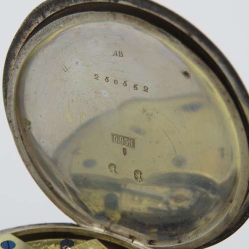 Antique sterling silver full hunter pocket watch - Working - Inscribed Francis Wilson Wright