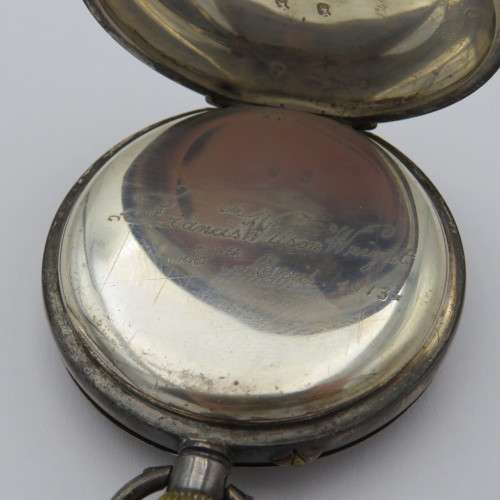 Antique sterling silver full hunter pocket watch - Working - Inscribed Francis Wilson Wright