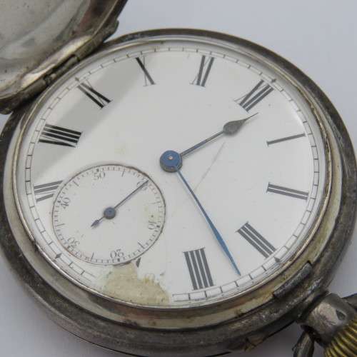 Antique sterling silver full hunter pocket watch - Working - Inscribed Francis Wilson Wright