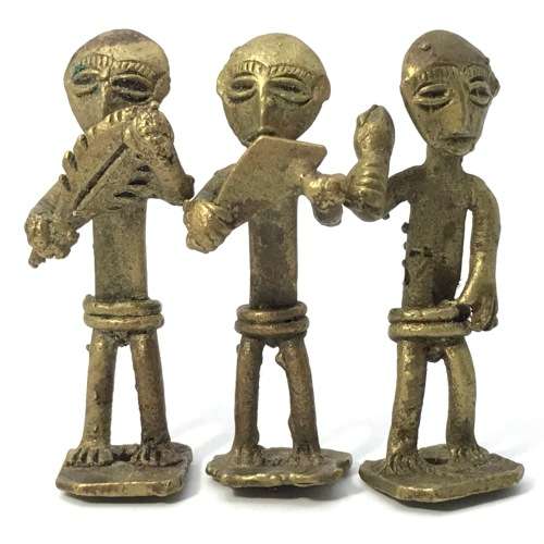 Lot of 3 vintage brass castings - Ashanti Tribe