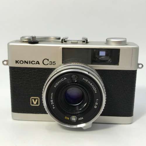 Kintage Konica C35 Marine 35mm camera with accessories in homemade case