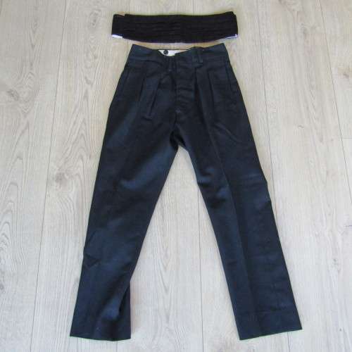 SA Navy black trousers with cumberband - waist 35cm, leg 99cm, belt 100cm