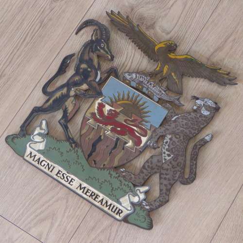Vintage Rhodesia and Nyasaland brass plaque - Size 40 x 38 cm