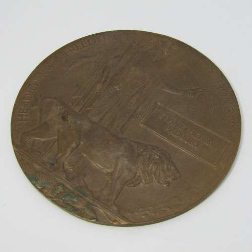 WW1 Death Plaque and trio medal set issued to Z/2937 Private Frank Henry Padbury , Rifle Brigade