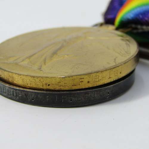 WW1 Death Plaque and trio medal set issued to Z/2937 Private Frank Henry Padbury , Rifle Brigade