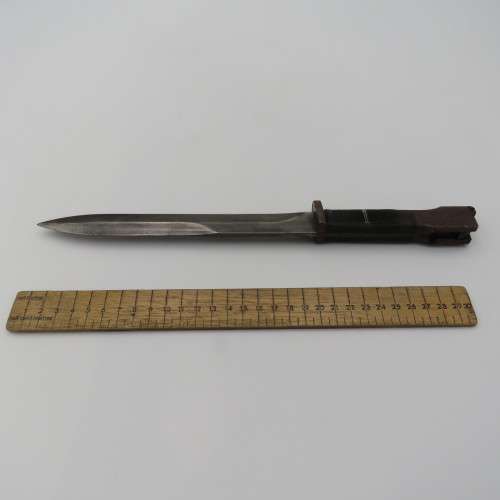 South African M1 Type A FN-FAL bayonet with plastic grip scales - muzzle ring removed