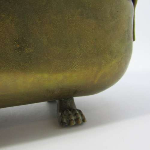 Vintage brass bowl with Delft handles