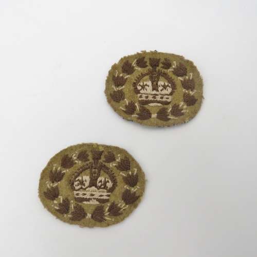 WW2 pair of warrant officer cloth badges