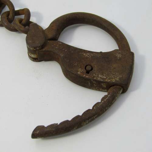 Antique early 1900`s Police Hiatt handcuffs - well used
