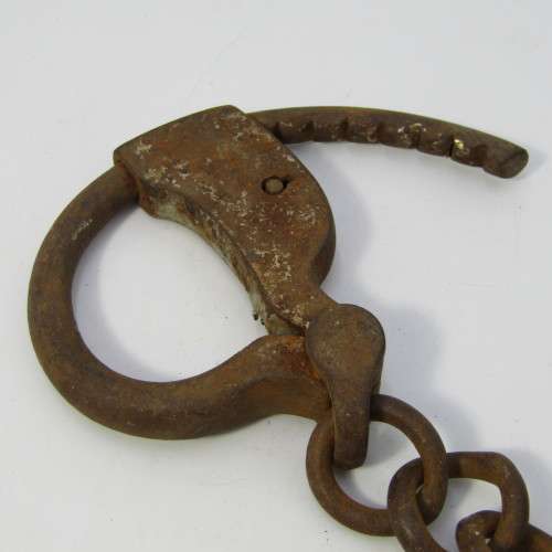 Antique early 1900`s Police Hiatt handcuffs - well used