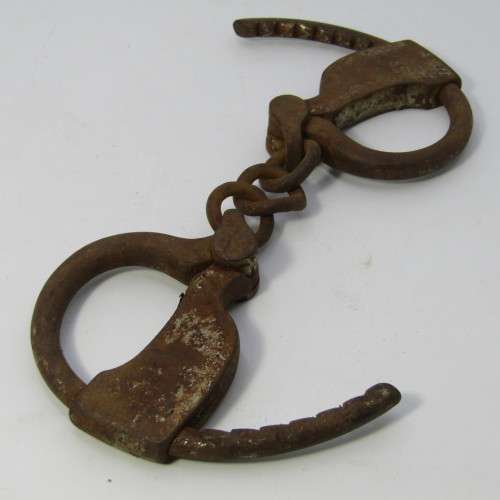 Antique early 1900`s Police Hiatt handcuffs - well used