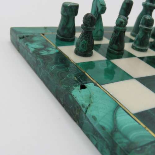 Vintage Malachite and marble chess set - repaired