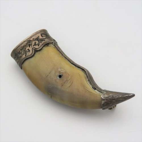 Vintage lion claw and silver brooch