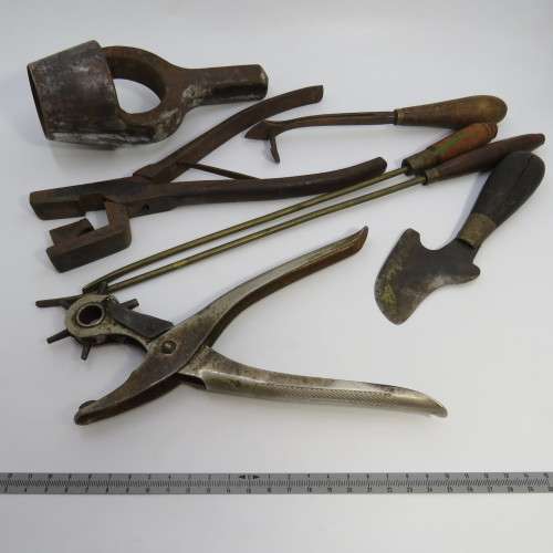 Lot of 7 vintage leather work tools