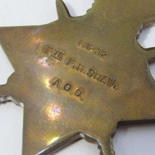 WW1 trio medal set issued to 01292 Pte. F.H. Shaw, Army Ordnance Corps