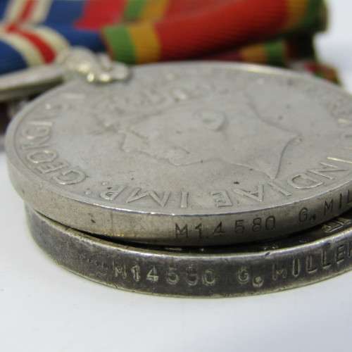 Set of 4 WW2 medals with 8th army clasp issued to M14580 G. Miller
