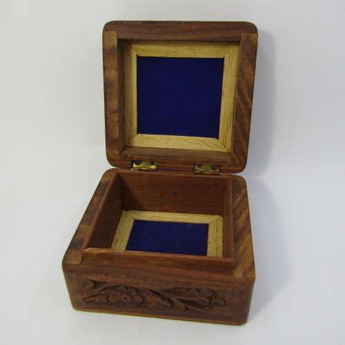 Vintage wooden hand carved trinket box