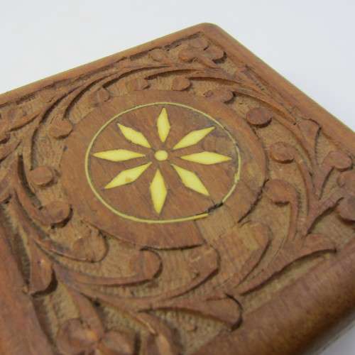 Vintage wooden hand carved trinket box
